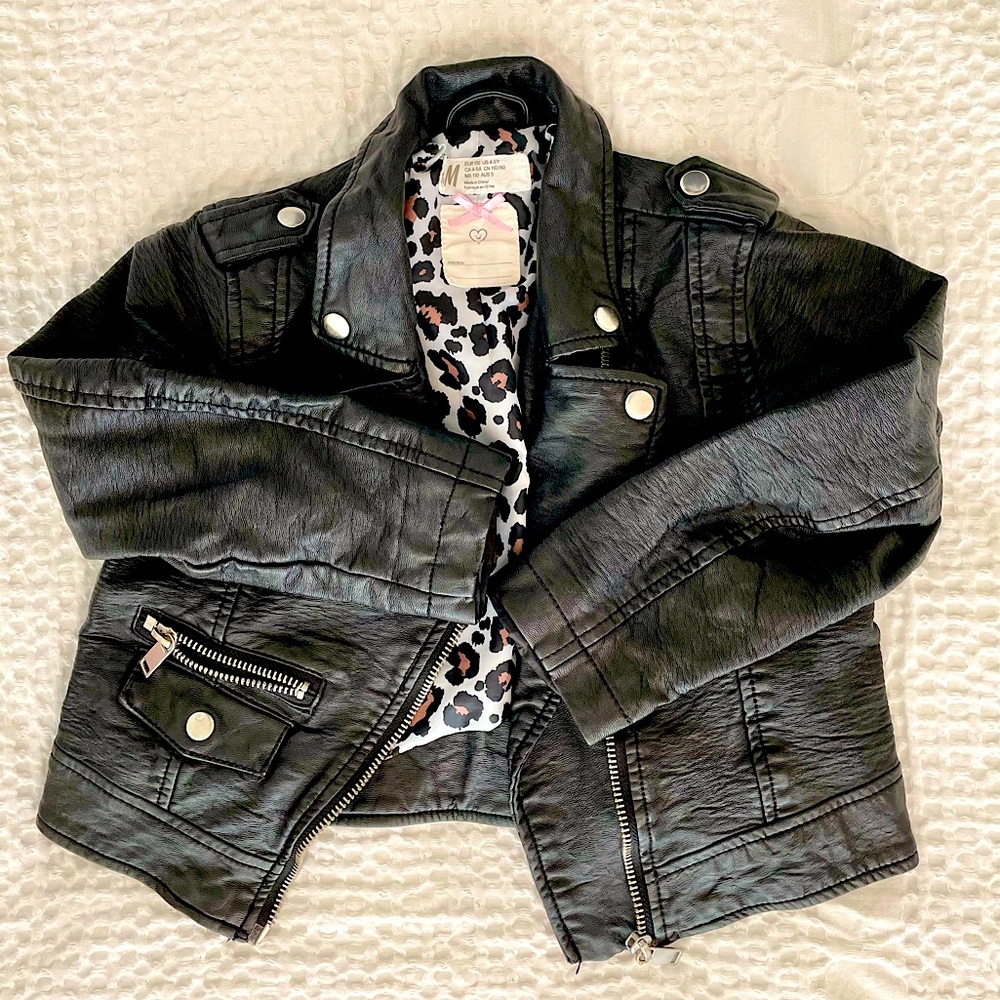 Girls h&m faux leather jacket size xs 4/5